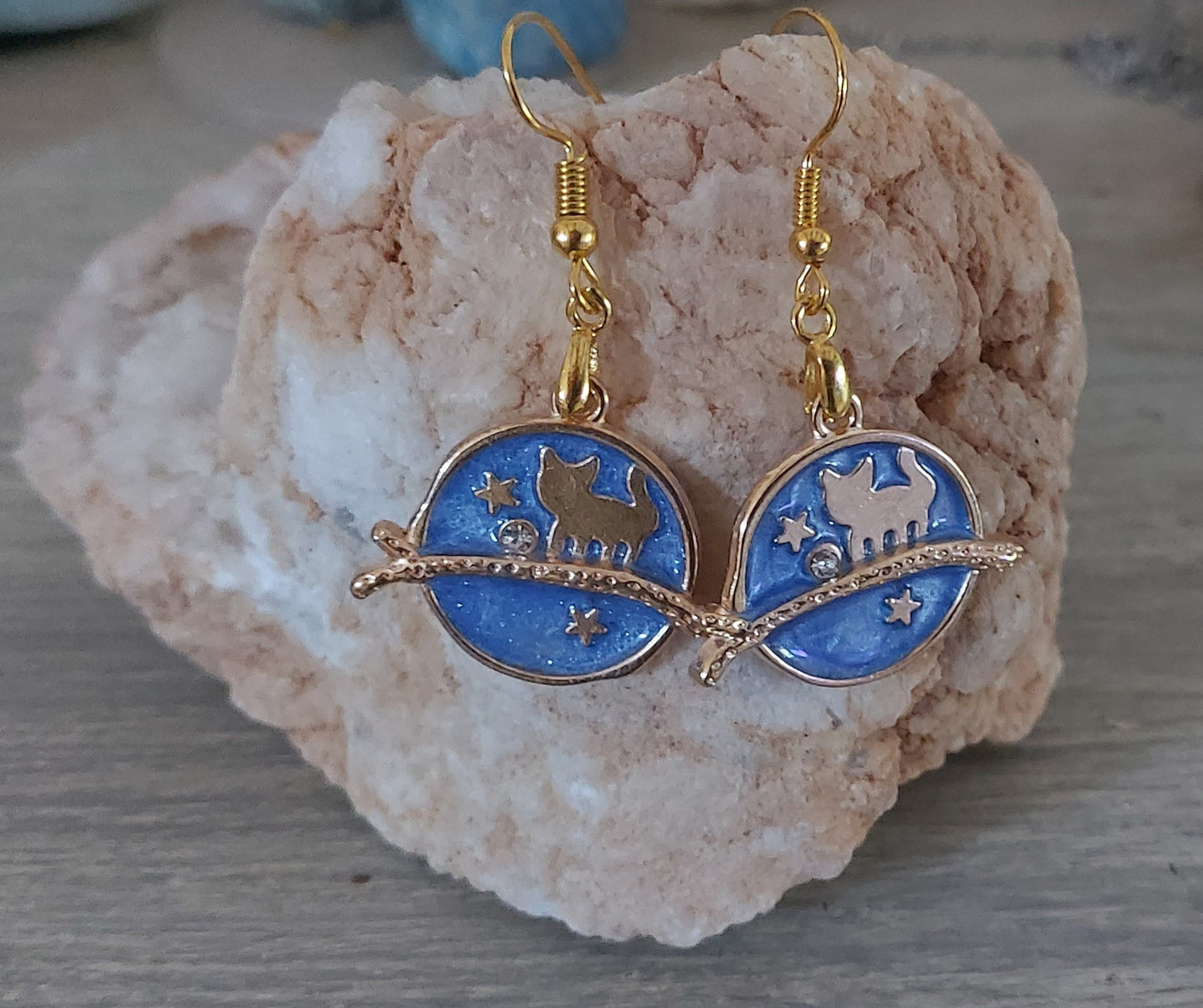 Boucles d'oreilles" Chat de nuit bleu"