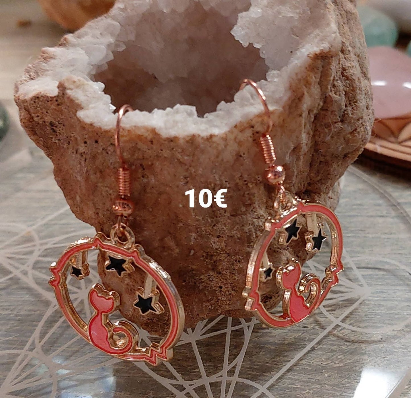 Boucles d'oreilles "Chat rose"
