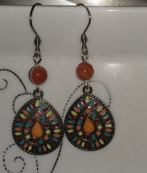 Boucles d'oreilles "Goutte Cornaline"
