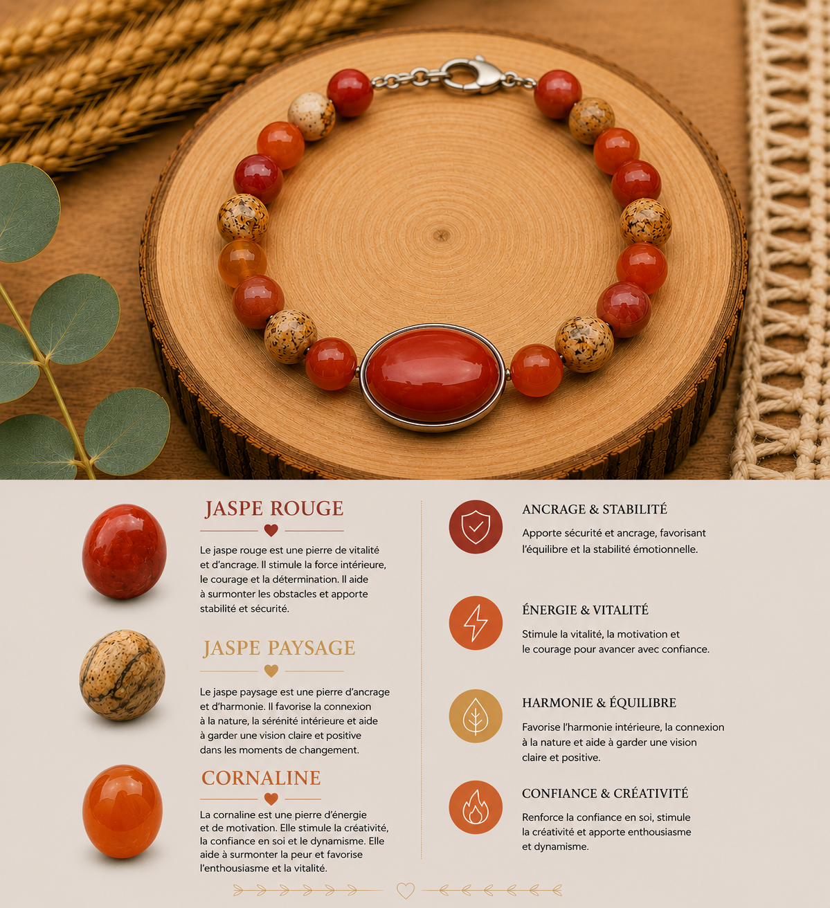 Bracelet " Jaspe Rouge"