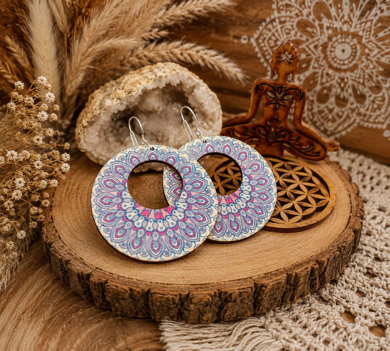 Boucles d'Oreilles "Bois coloré"