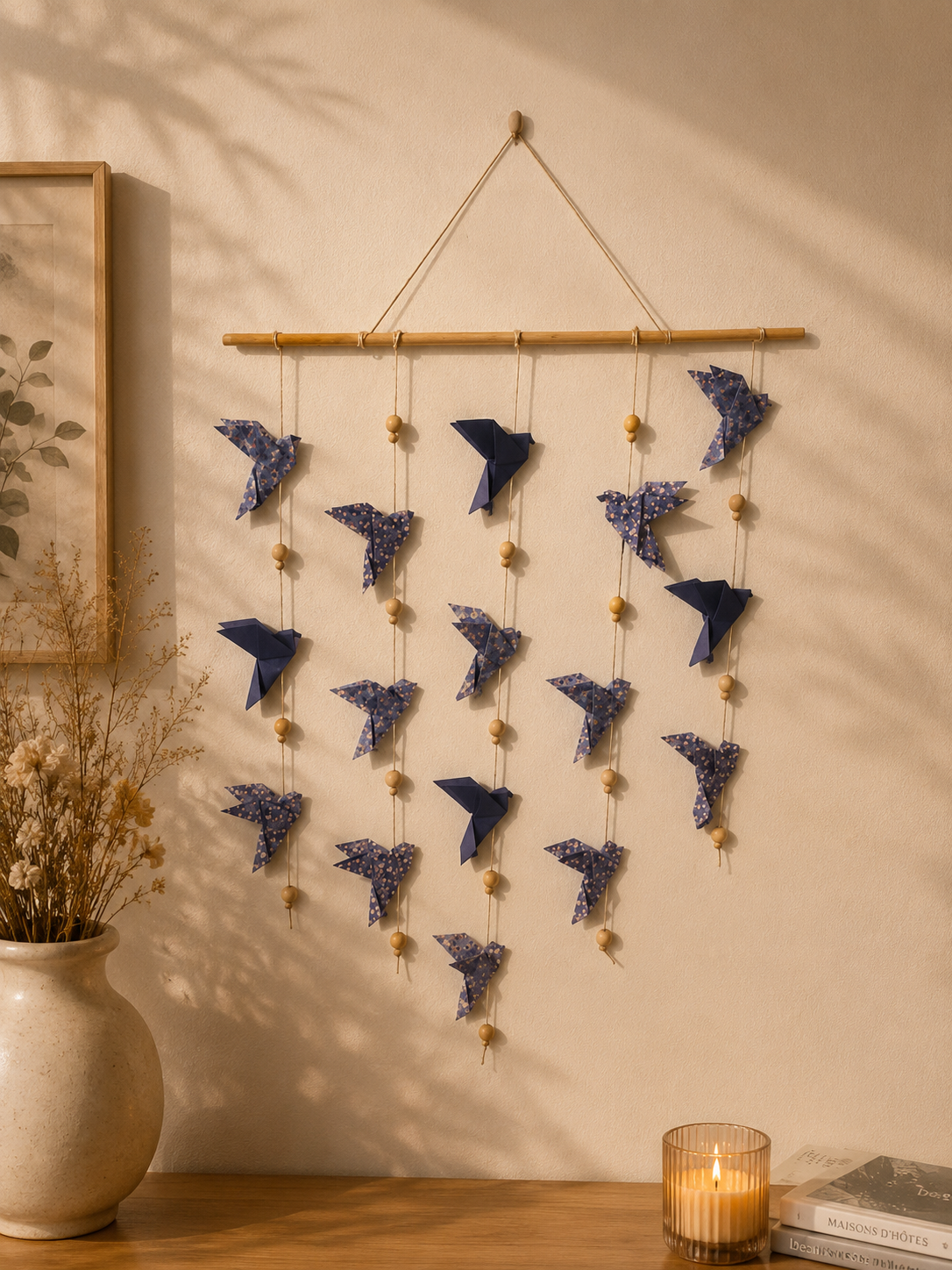 Origami "L'envolée d'oiseaux bleutés"