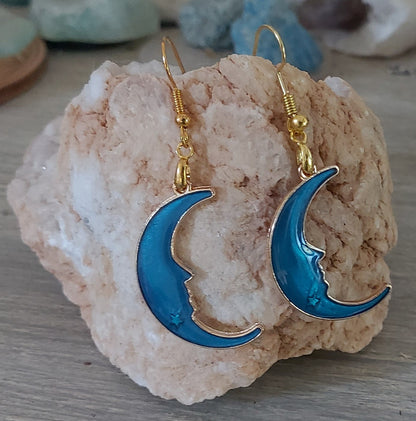 Boucles d'oreilles "lune bleu"