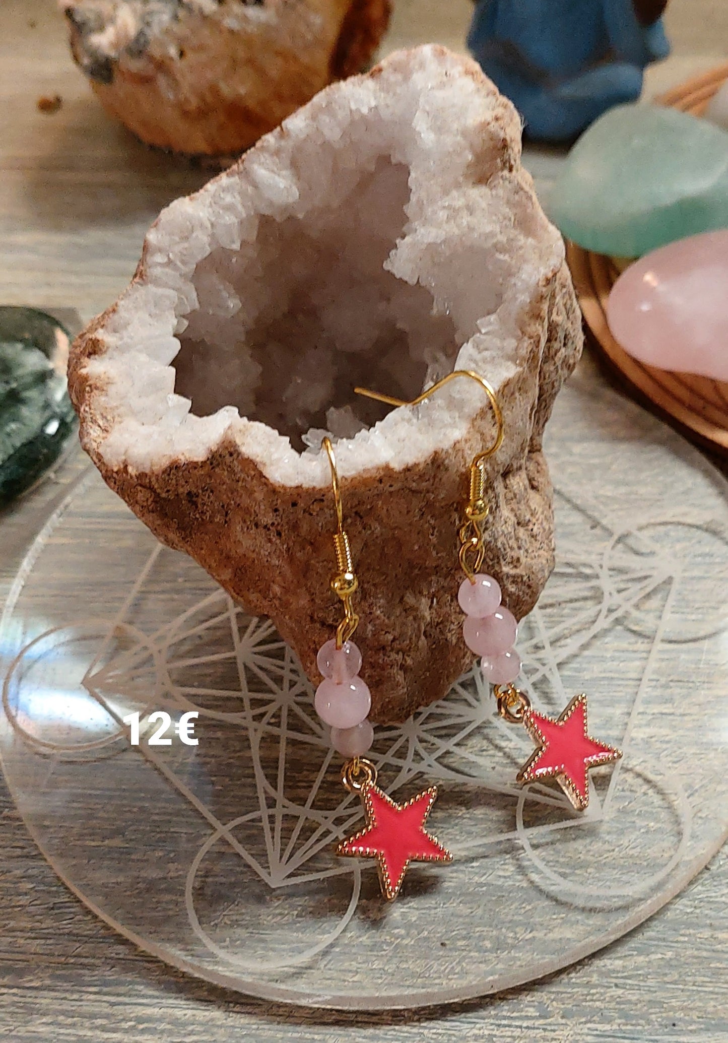 Boucles d'oreilles "étoile rosé "