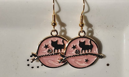 Boucles d'oreilles "Chat rose"