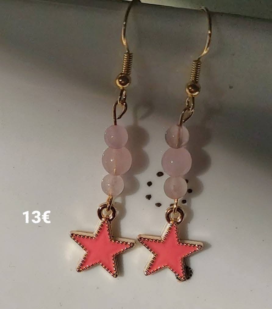 Boucles d'oreilles "étoile rosé "