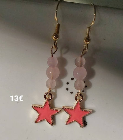 Boucles d'oreilles "étoile rosé "