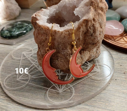 Boucles d'oreilles "Lune rose"