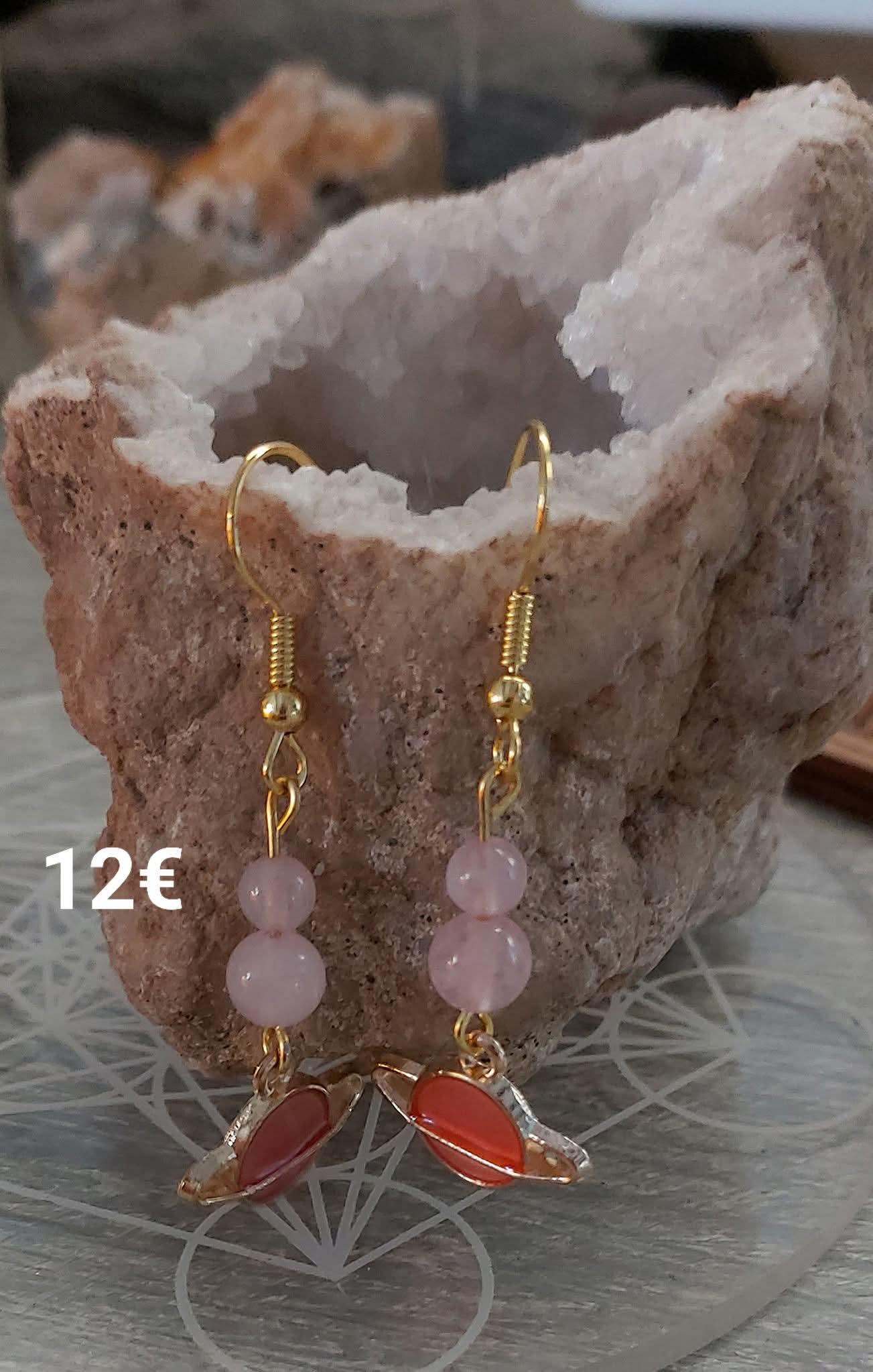 Boucles d'oreilles #planète rose "