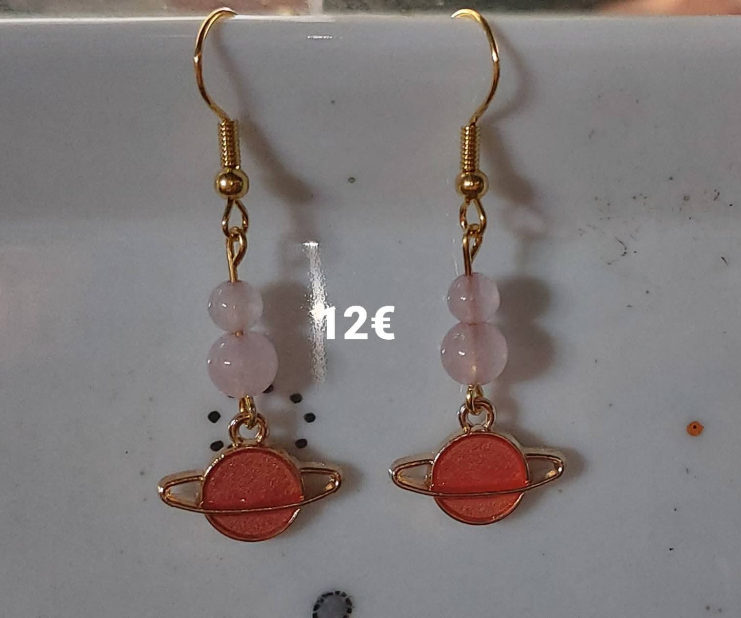 Boucles d'oreilles #planète rose "
