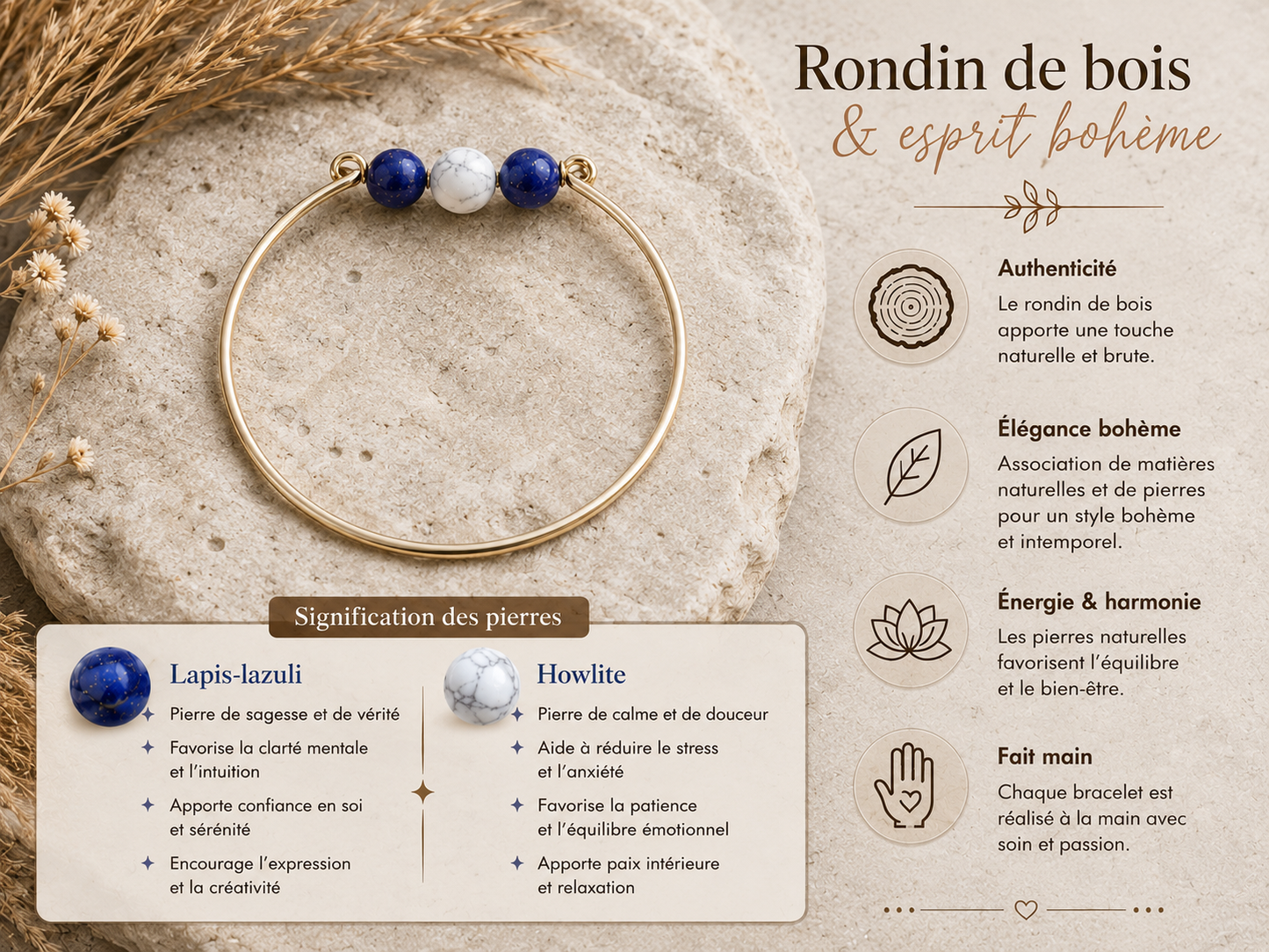 Bracelet "Jonc bleu blanc"