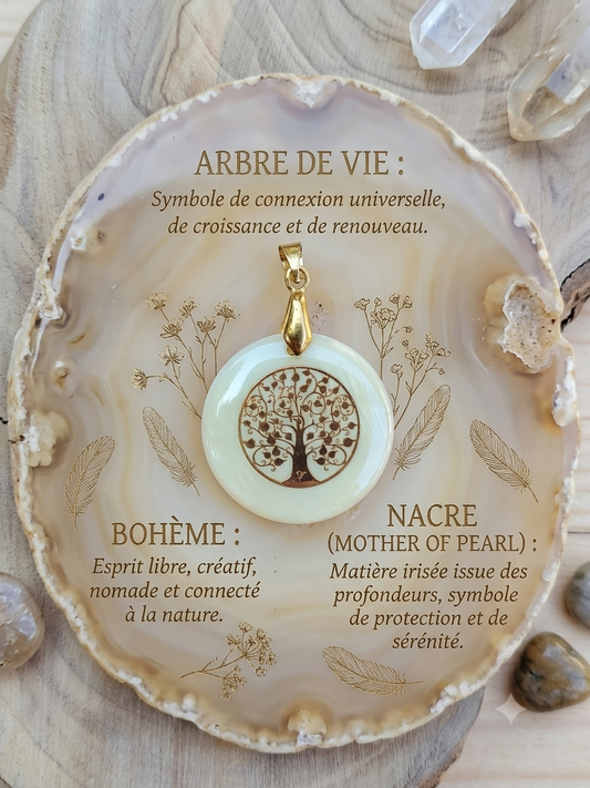 Pendentif "Grand Arbre de vie Nacré"