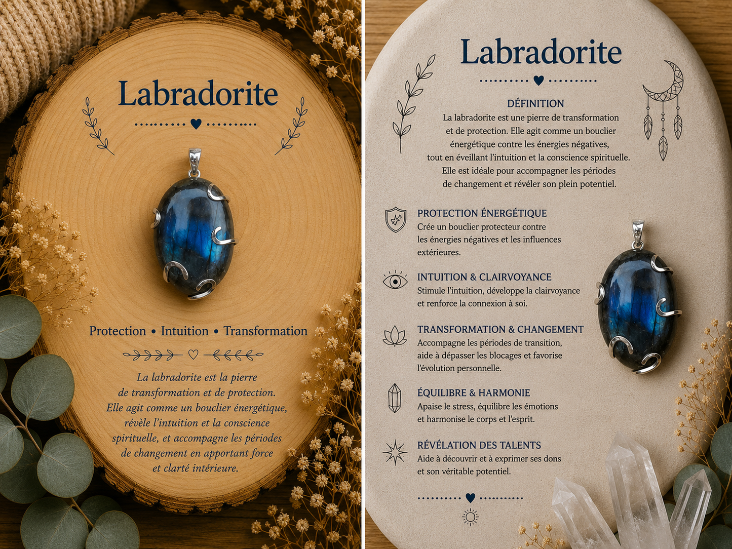 Pendentifs "Labradorite Bleu roi"
