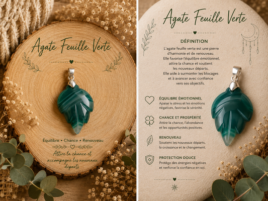 Pendentif "Agate Feuille"