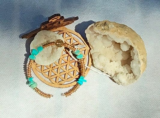 Bracelet Demi cercle doré turquoise