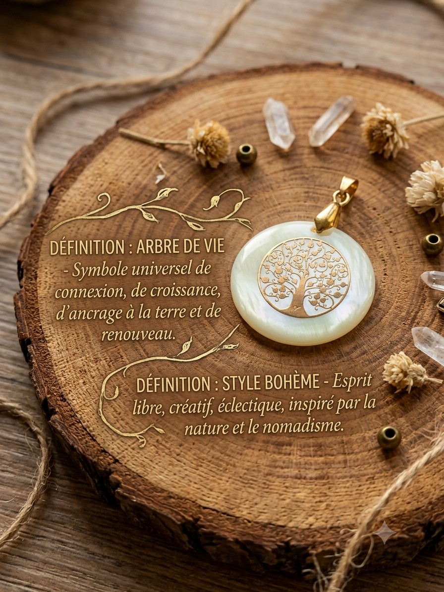 Pendentif "Grand Arbre de vie Nacré"