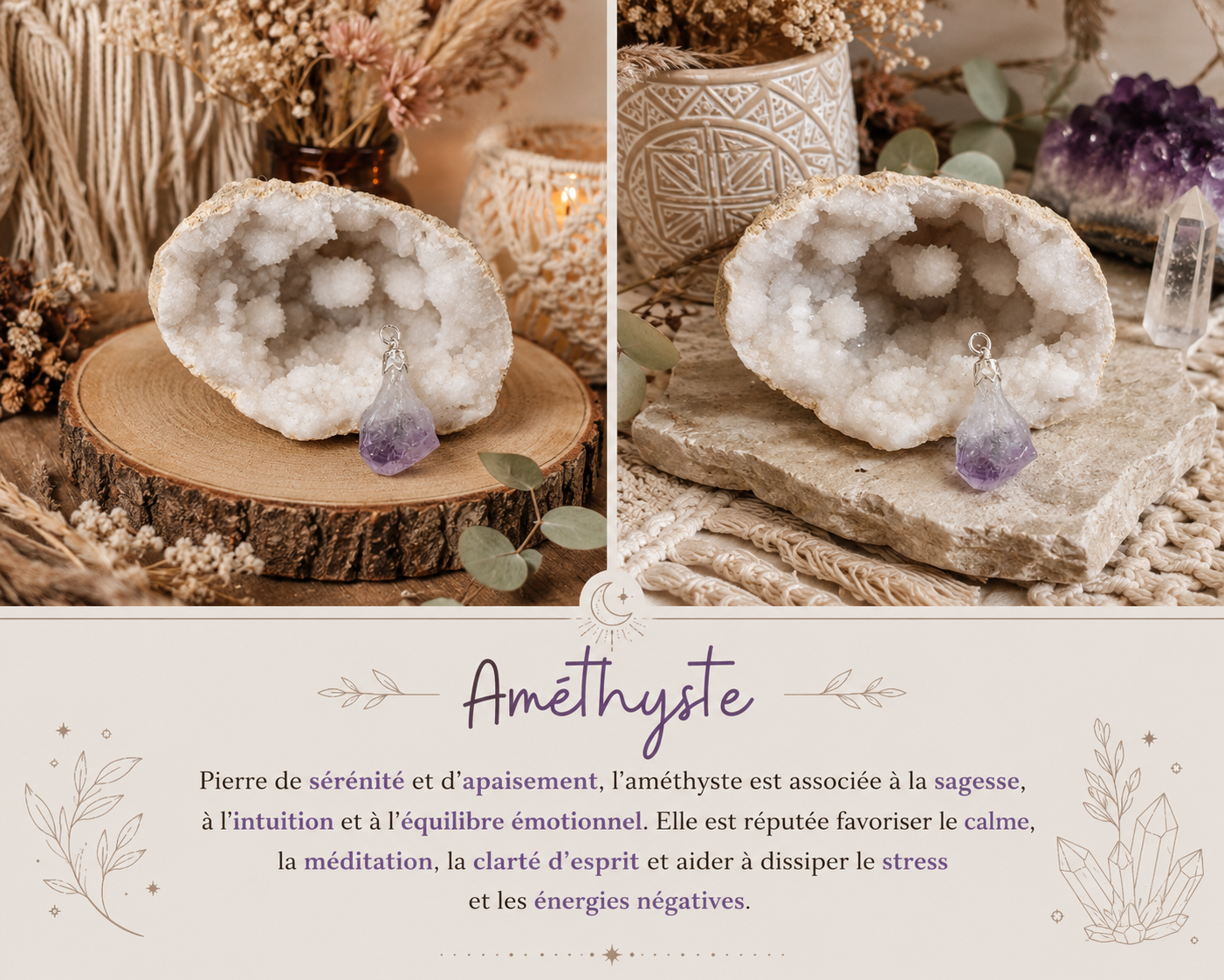 Pendentif "Mini Améthyste brut"