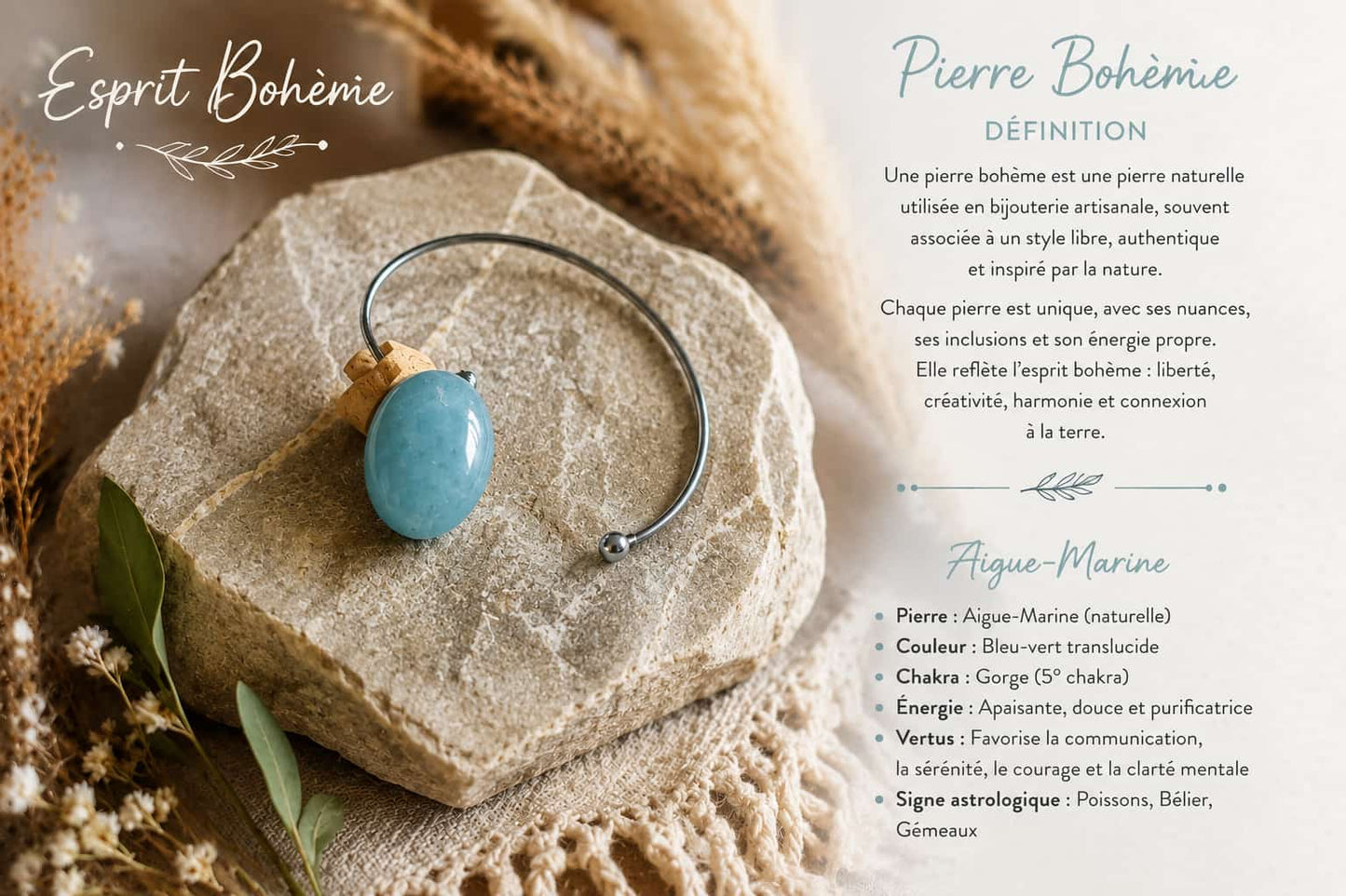 Bracelet "Jonc Aigue-Marine"