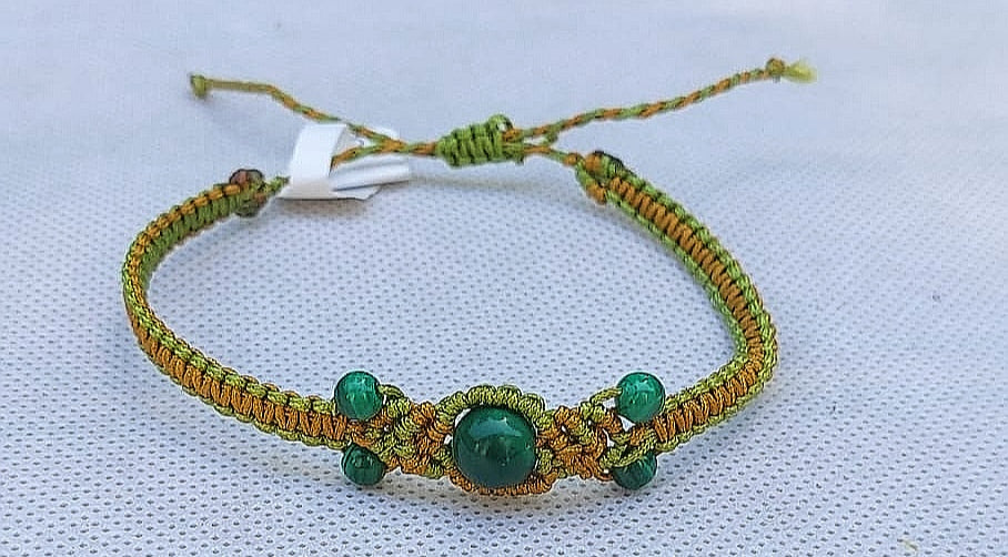 Bracelet "Macramé Malachite"