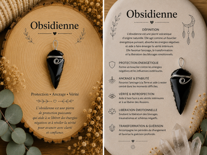 Pendentif "Flèche Obsidienne"
