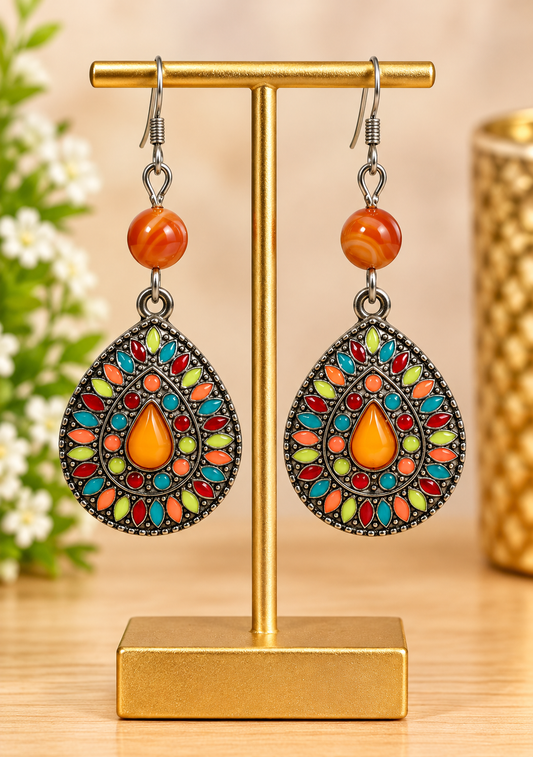 Boucles d'oreilles "Goutte Cornaline"