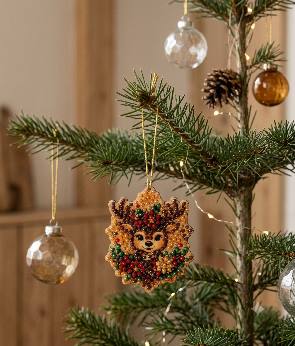 Décoration de Noël en bois cerf