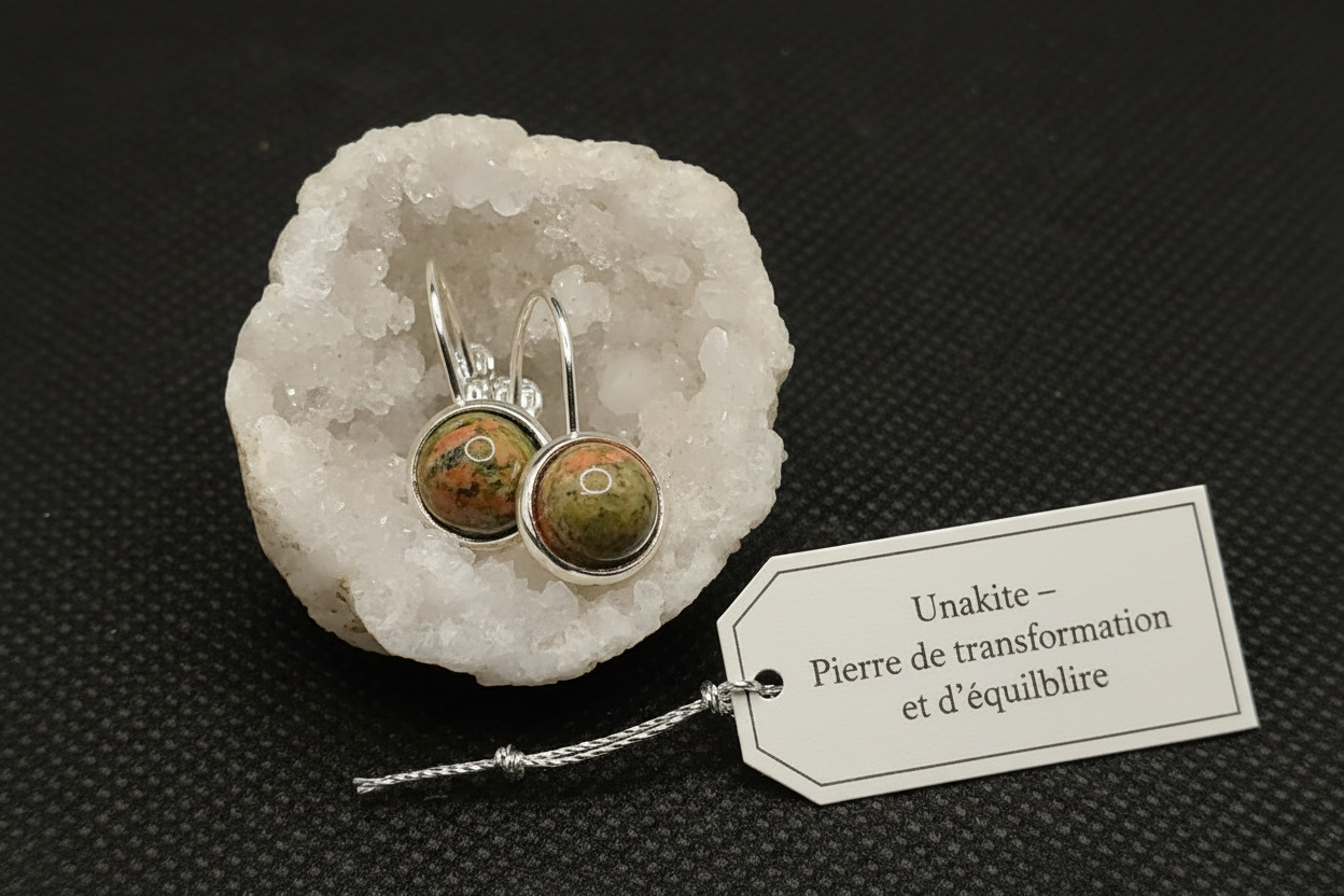 Boucles d'oreilles "Unakite"