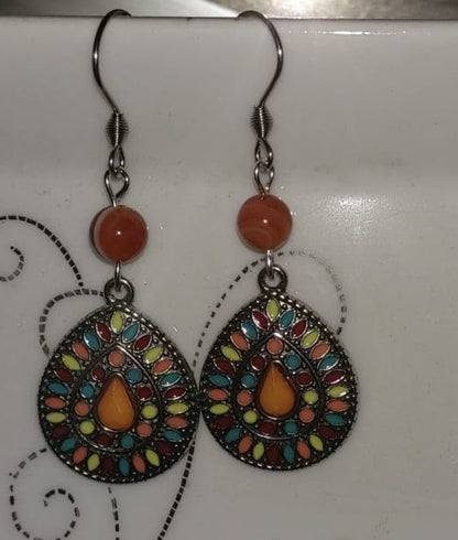 Boucles d'oreilles "Goutte Cornaline"
