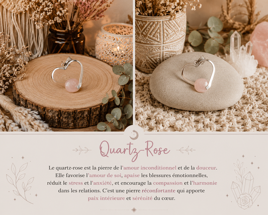 Pendentif " Coeur de quartz rose"