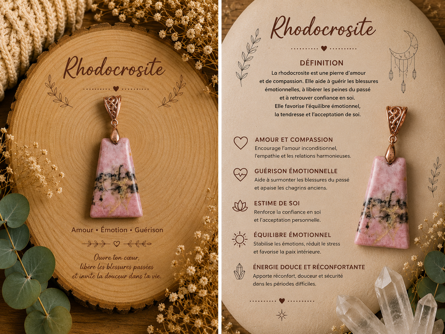 Pendentif "Rhodocrosite"
