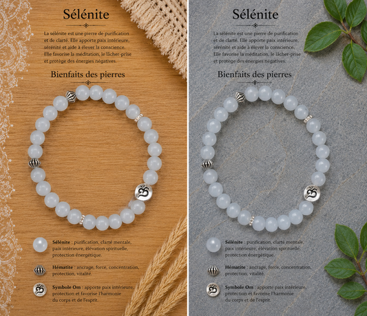 Bracelet "Selenite Om"