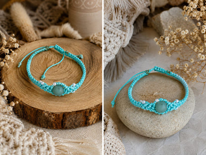 Bracelet " Macramé Bleuté"