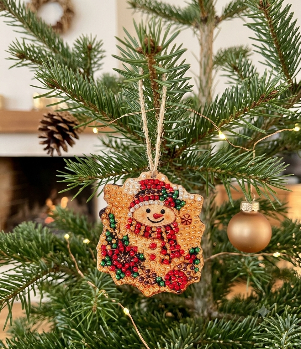 Décoration de Noël en bois (bonhomme de neige)