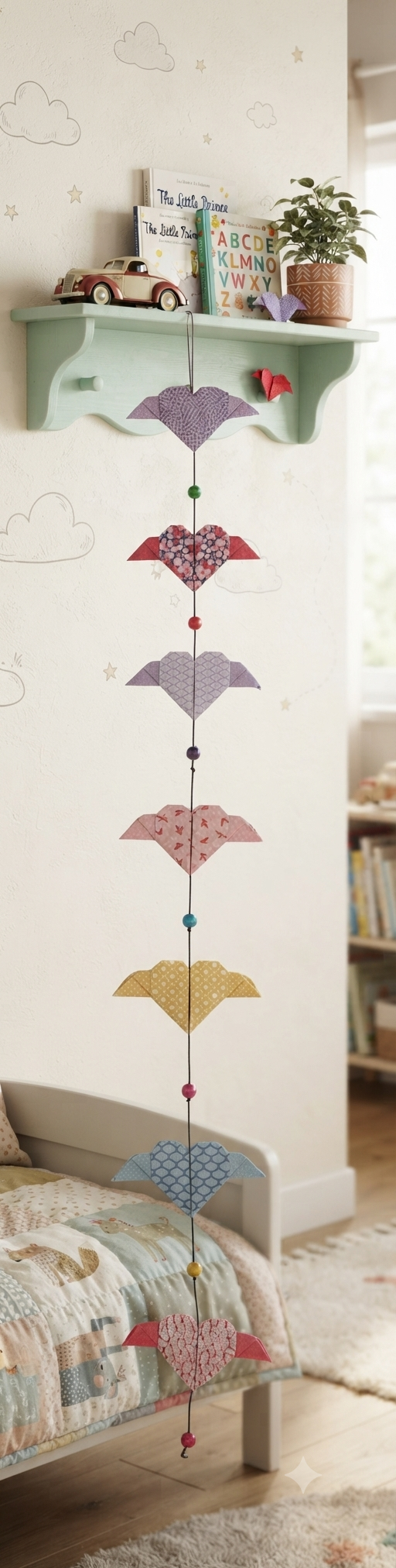 Origami suspension " Coeur ailé"