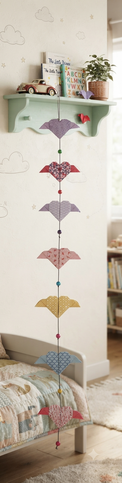 Origami suspension " Coeur ailé"