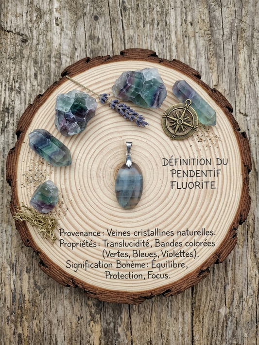 Pendentif "Fluorite Arc en ciel"