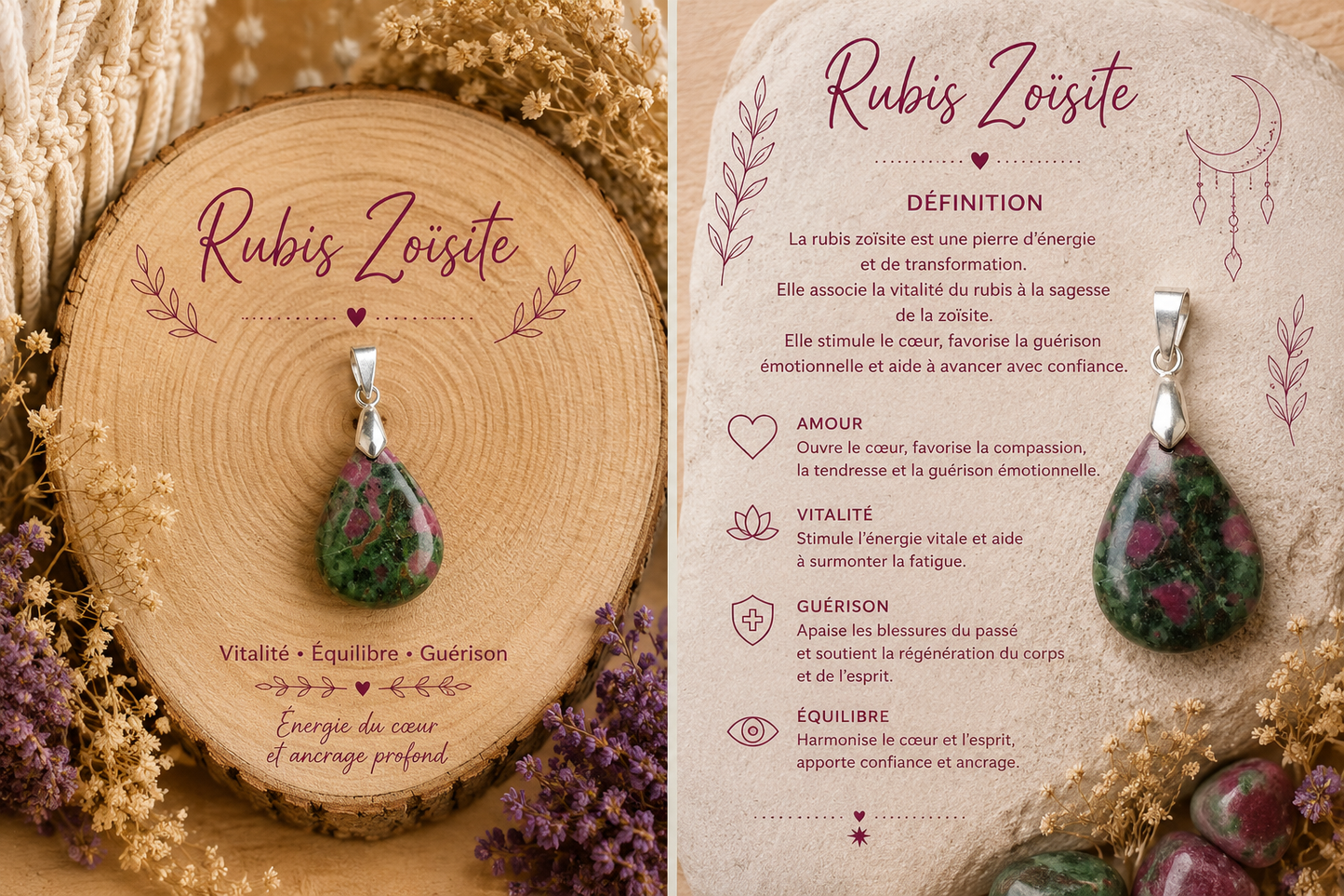 Pendentif "Rubis Zoisite"