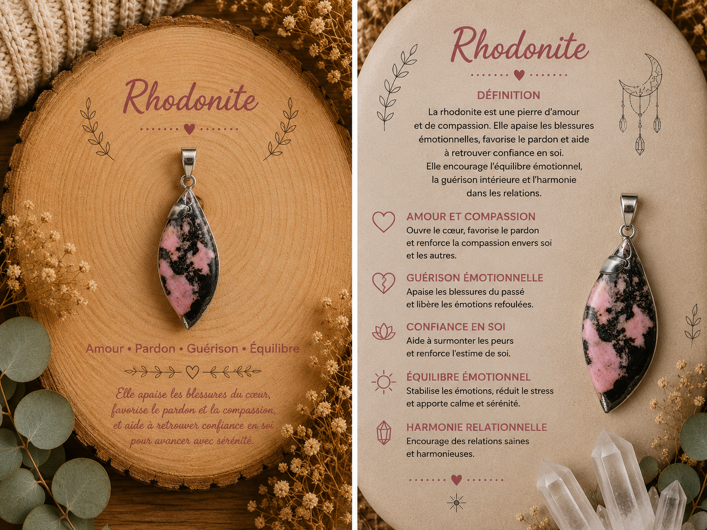 Pendentif "Rhodonite"