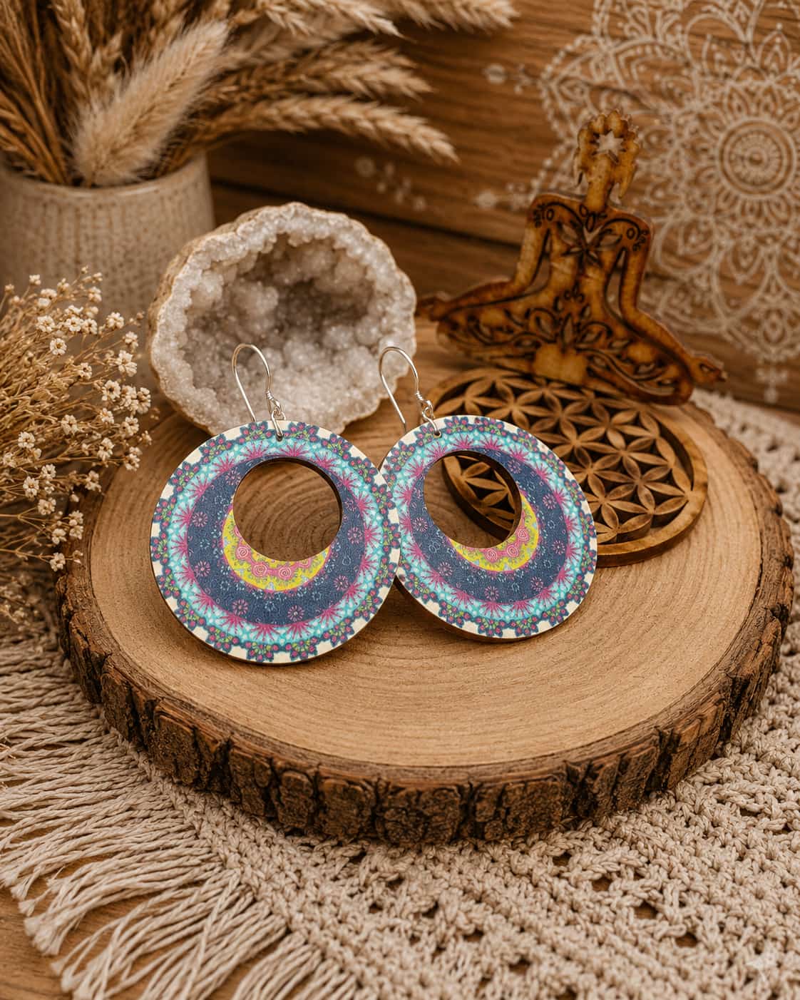 Boucles d'Oreilles "Bois coloré"