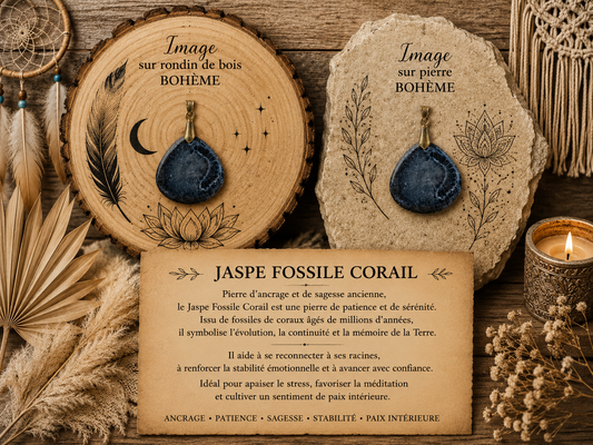 Pendentif "Jaspe fossile Corail"