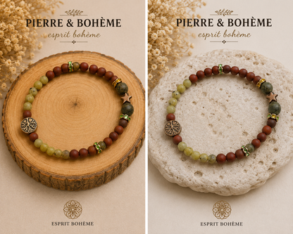 Bracelet"Serpentine verte et jaune"