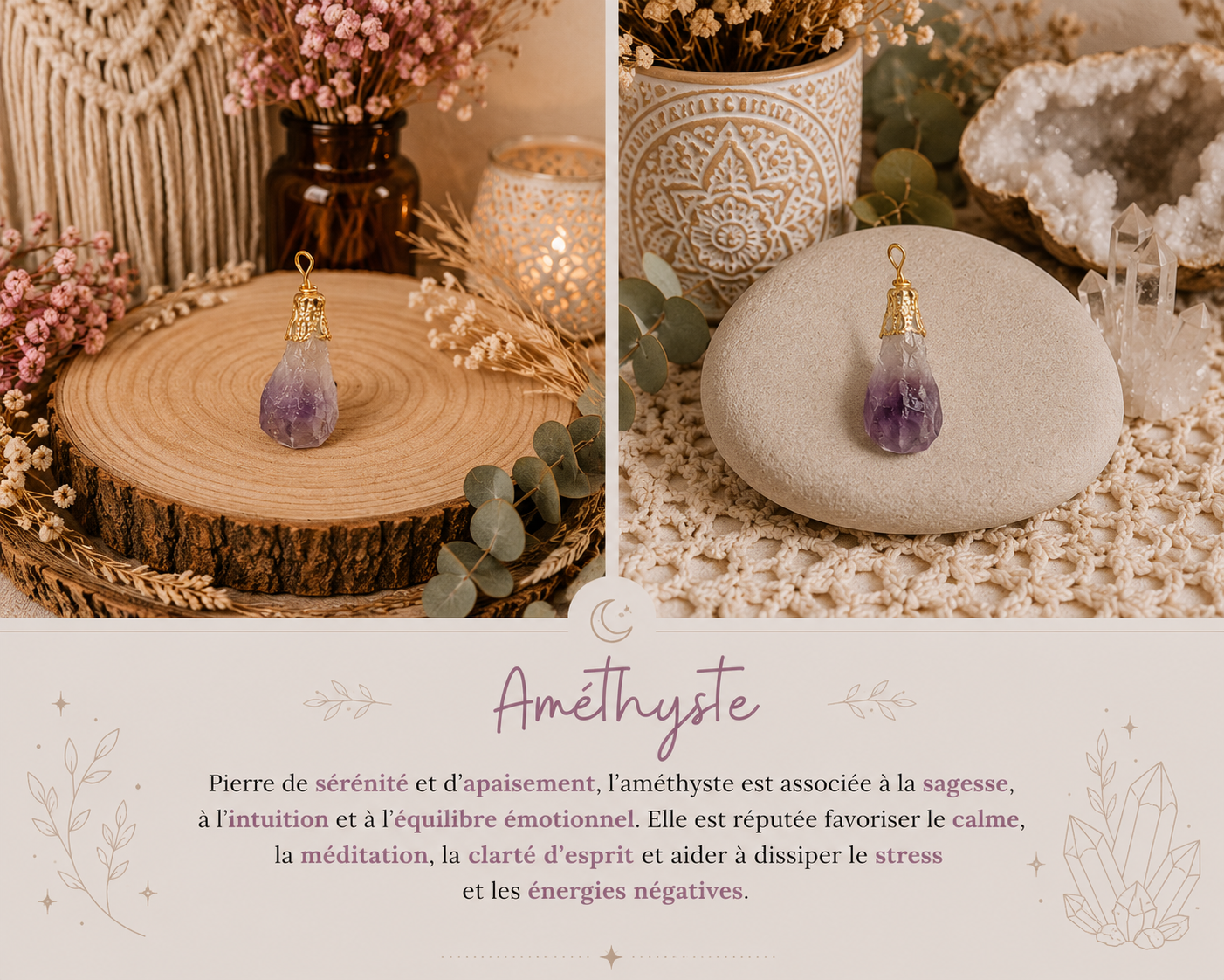 Pendentif " Améthyste Brut"