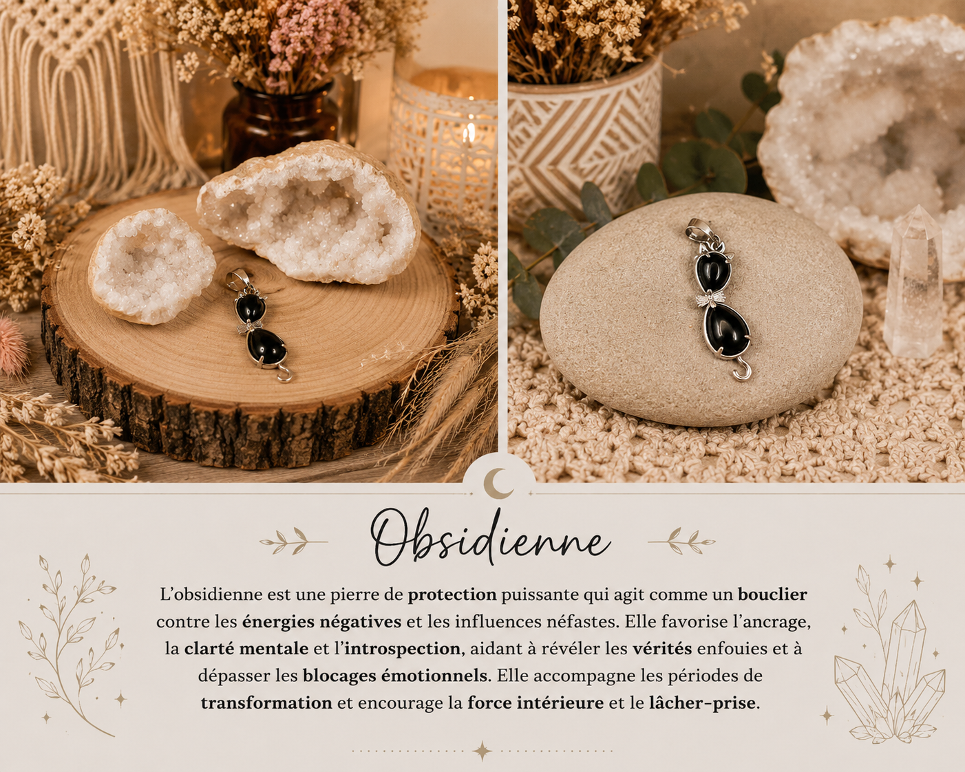 Pendentif "Chat Obsidienne"