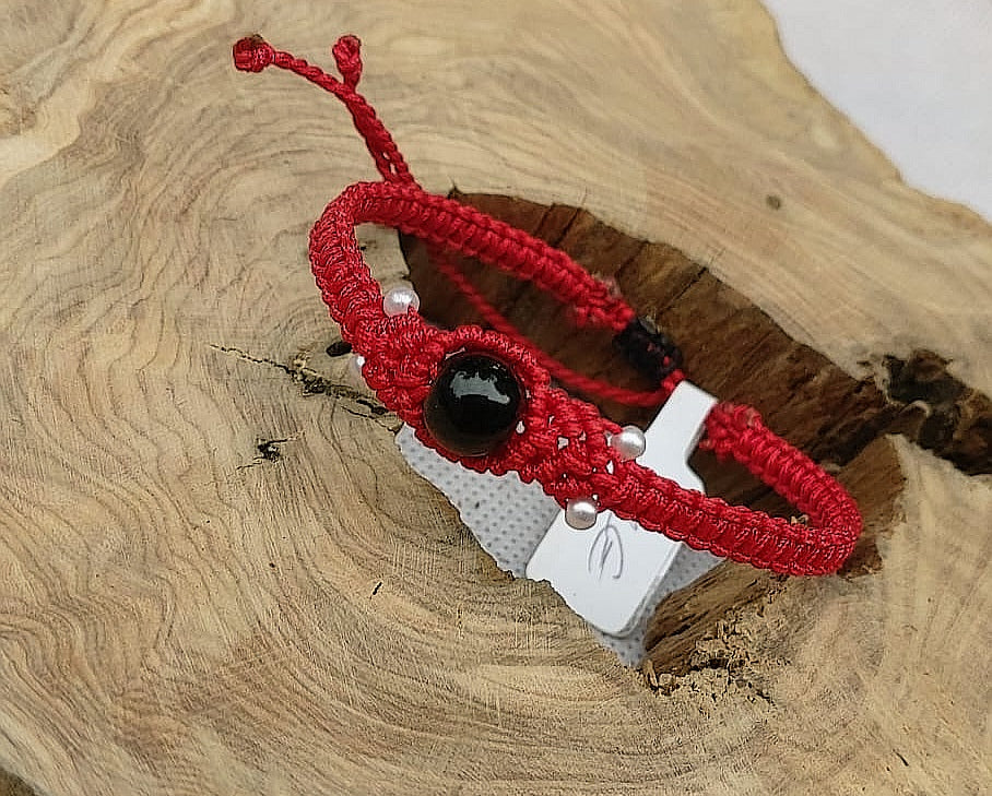 Bracelet "Macramé Obsidienne"